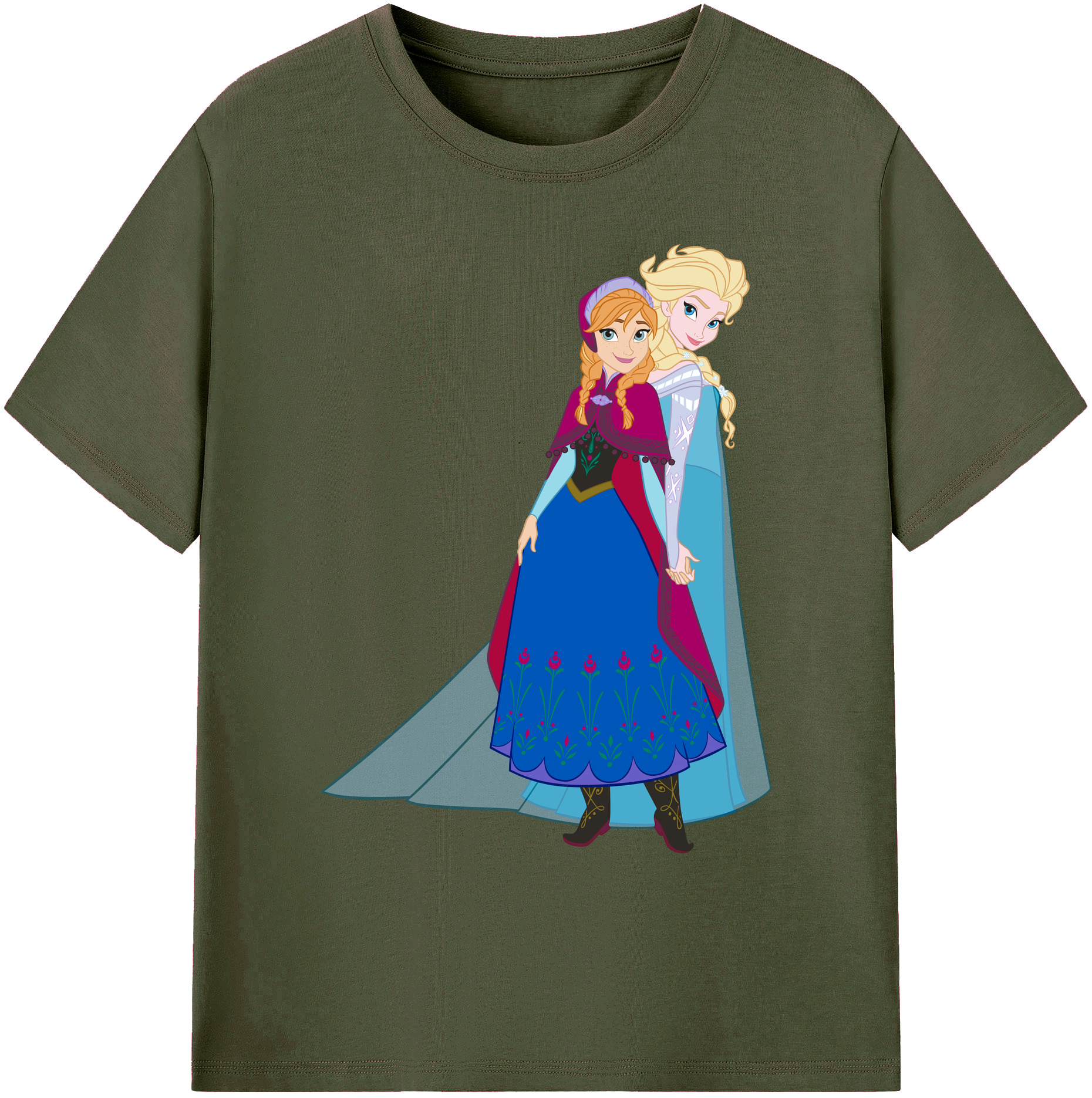 （画像用） アナと雪の女王 アンナ エルサ Frozen Anna Elsa 綿100％ メンズ半袖Tシャツ｜肌触りやわらか＆通気性